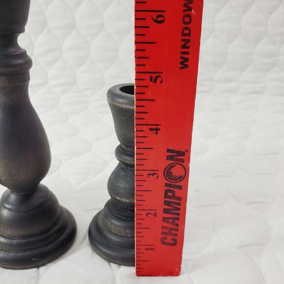 Unbranded Wooden Rustic Candlestick Holder Set of 3 Adult's Black Farm Decor - Picture 4 of 7